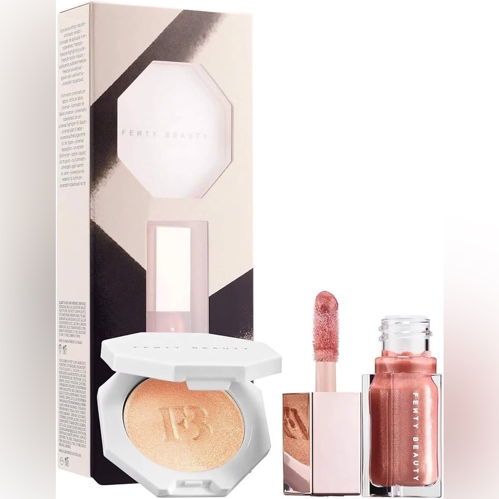 Fenty Beauty Bomb Baby Mini Set NIB Rihanna Glow Gloss Hustla Baby Highlighter